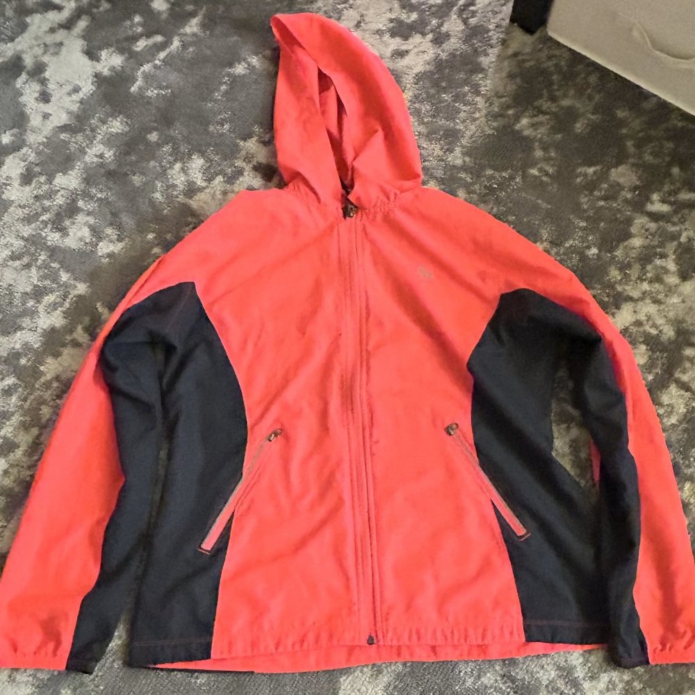 RBX Performance Men's Neon Orange Very Light Weight Hooded Jacket  XL